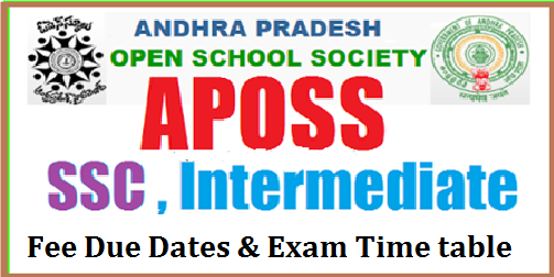 APOSS SSC, Inter Time Tables 2019