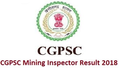 CGPSC Mining Inspector Result 2018